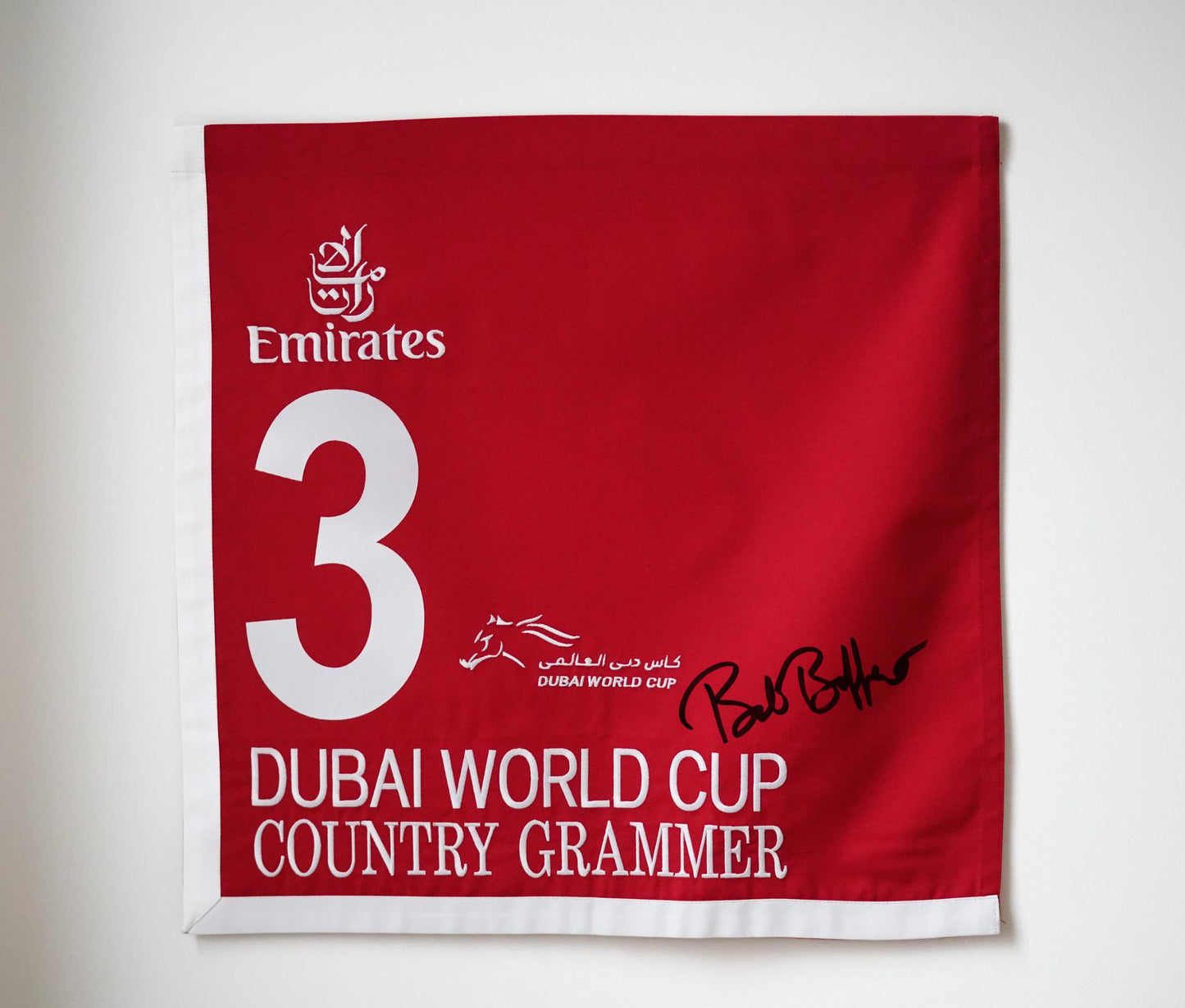 Country Grammer | Dubai World Cup Winning Saddle Cloth | Autographed Collector's Edition